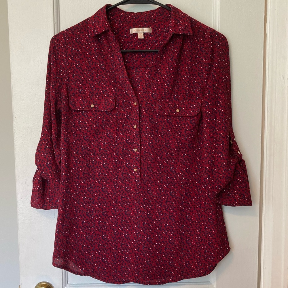 Leopard Blouse with Buttons